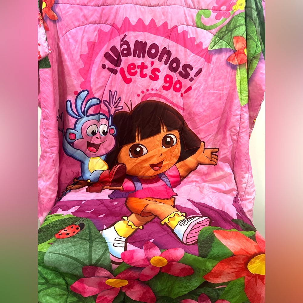 Dora The Explorer Pink Reversible Twin Full Comforter Bedspread 72x86 Pillowcase